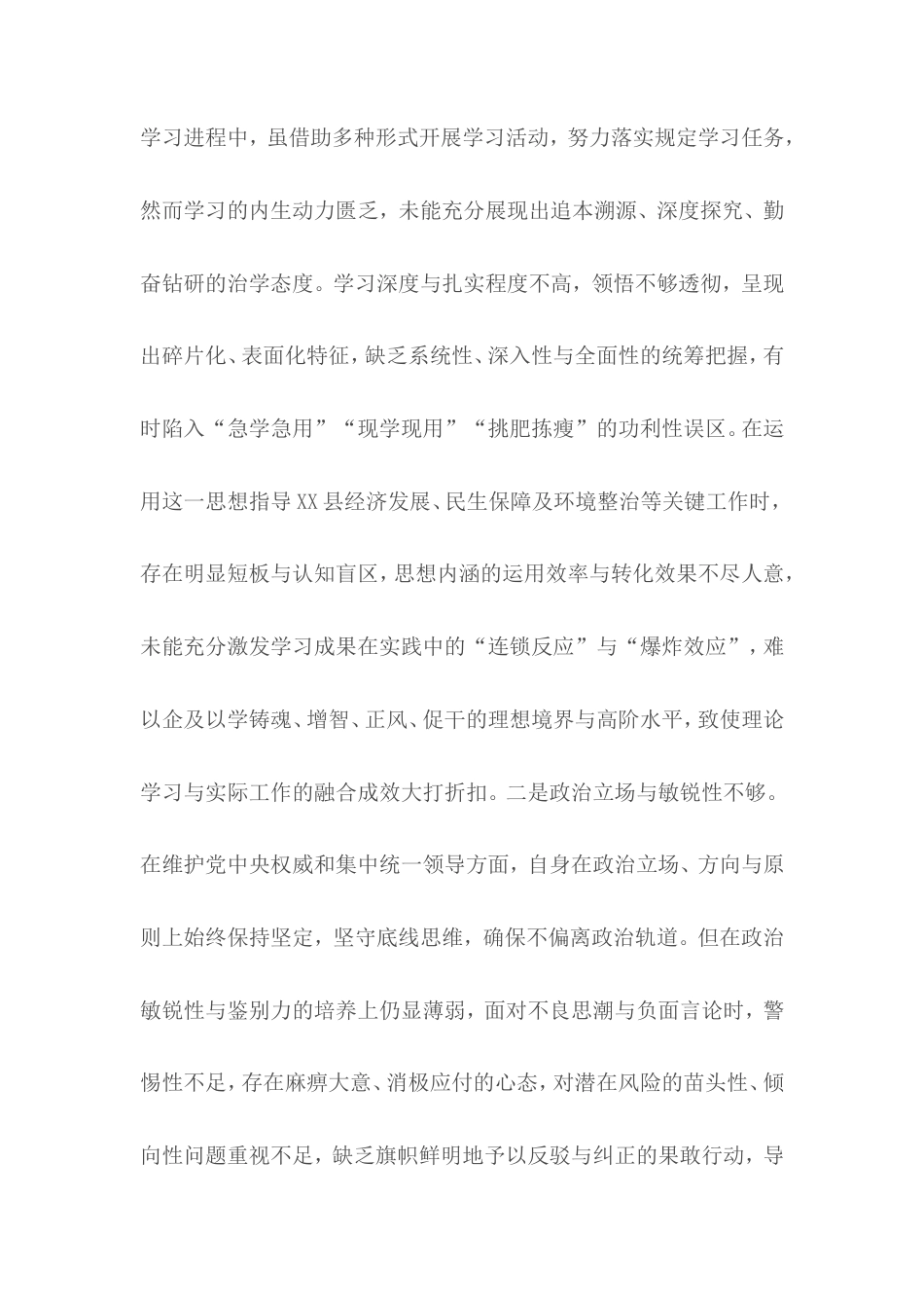 县长2024年度民主生活会“四个带头”个人对照检查材料.doc_第2页