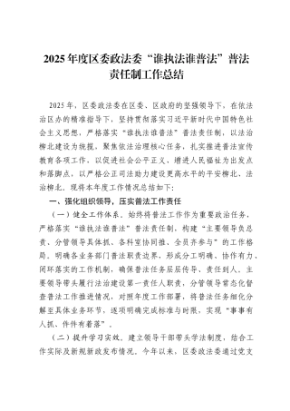 2025年度区委政法委“谁执法谁普法”普法责任制工作总结.docx