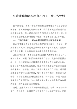 县城镇派出所 2026 年 1 月下一步工作计划.docx