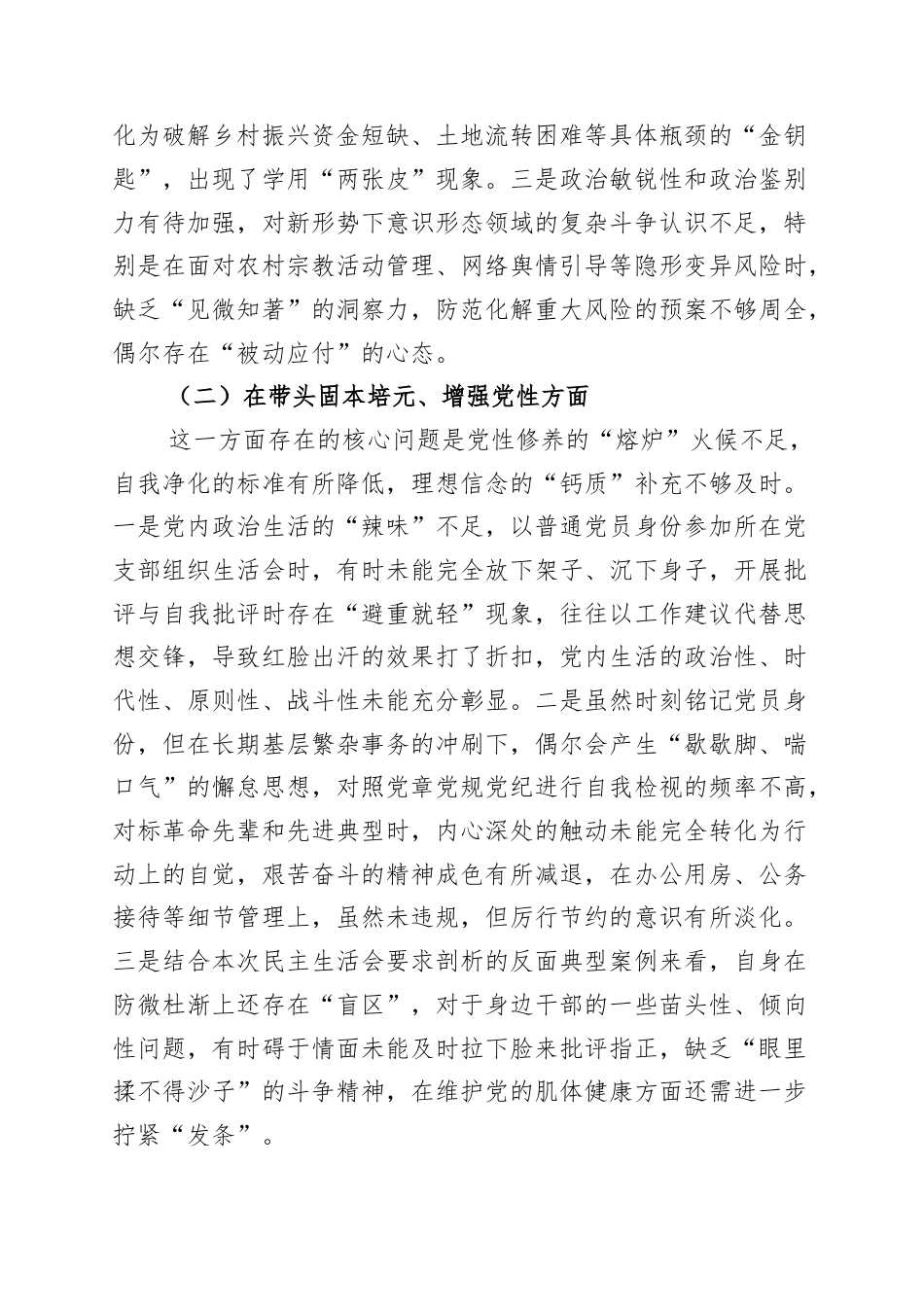 2025年度乡镇党委书记民主生活会对照检查材料（五个带头+反面典型案例剖析）.docx_第2页