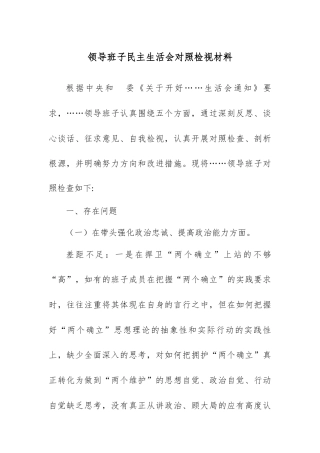 领导班子民主生活会对照检视材料.docx