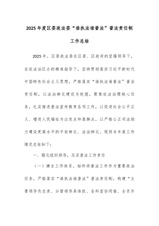 2025年度区委政法委“谁执法谁普法”普法责任制工作总结.docx