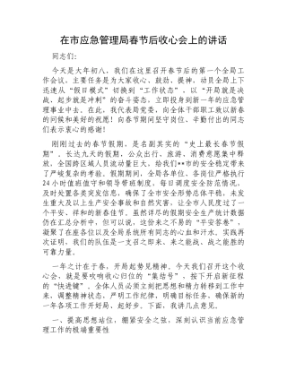 在市应急管理局春节后收心会上的讲话.docx