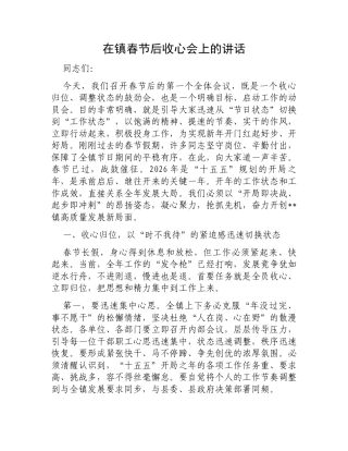 在镇春节后收心会上的讲话.docx