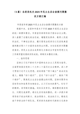 （5篇）各级局机关2025年民主生活会查摆问题整改方案汇编.docx
