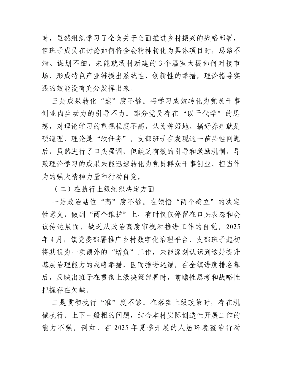 村党支部2025年度组织生活会班子对照检查材料.docx_第2页