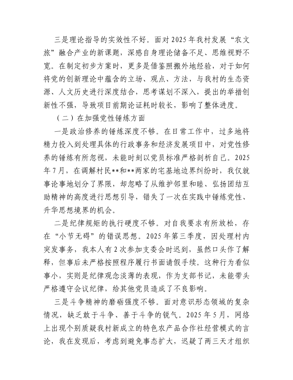 党支部书记2025年度组织生活会个人对照检查材料（4791字）.docx_第2页