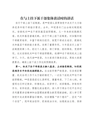 在与上挂下派干部集体谈话时的讲话.docx