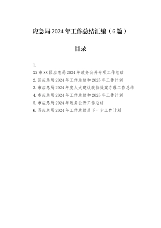 应急局2024年工作总结汇编（6篇）.docx