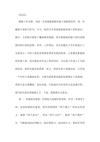 在2025年系统新提拔科级干部座谈会上的讲话提纲.docx