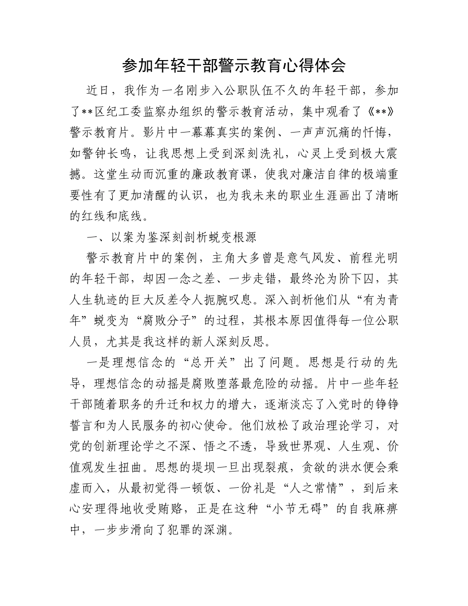 参加年轻干部警示教育心得体会.docx_第1页