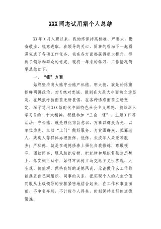 XXX同志试用期个人总结.docx