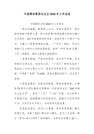 中国建材集团各企业2026年工作总结.docx