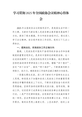 学习贯彻2025年全国政协会议精神心得体会.docx