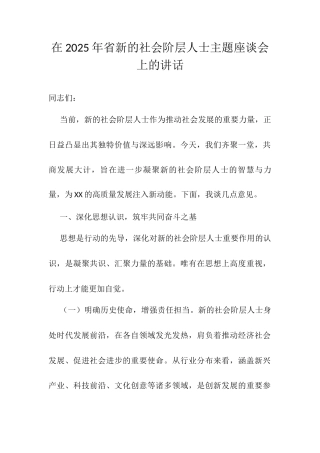 在2025年省新的社会阶层人士主题座谈会上的讲话.docx