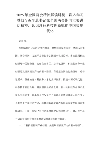 2025年全国两会精神解读讲稿.docx