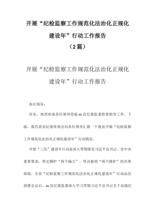 开展“纪检监察工作规范化法治化正规化建设年”行动工作报告（2篇）.docx