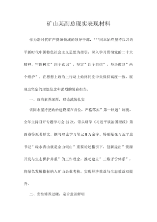 矿山某副总现实表现材料.docx