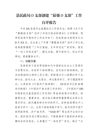县民政局党支部创建“最强党支部”工作自评报告.docx