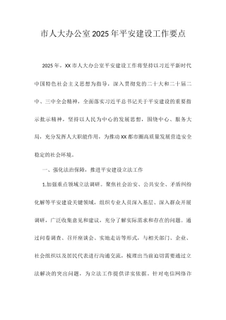 市人大办公室2025年平安建设工作要点.docx