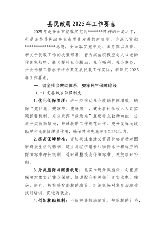 县民政局2025年工作要点.docx