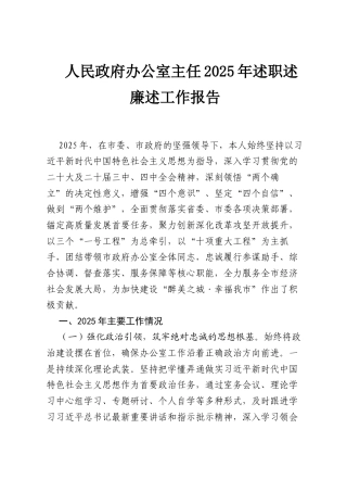 人民政府办公室主任2025年述职述廉述工作报告.docx