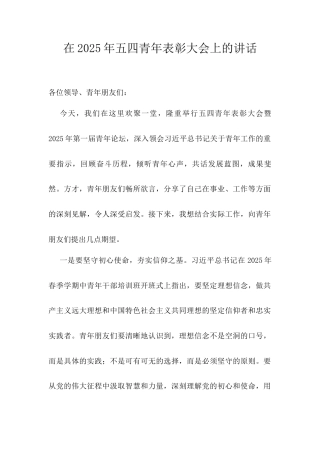 在2025年五四青年表彰大会上的讲话.docx