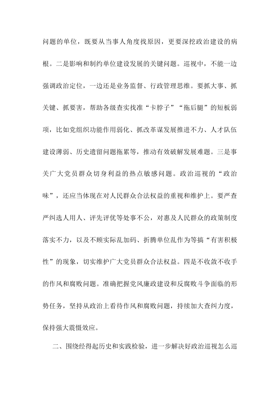 座谈会发言：聚焦根本任务 坚守职能定位 推动政治巡视走深落实.docx_第2页