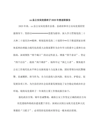 XX县公安局A委班子2025年度述职报告.docx