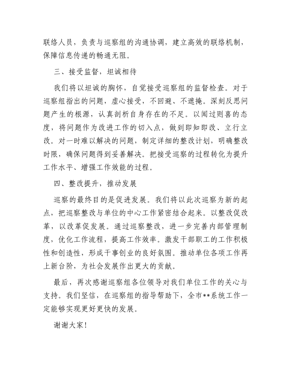 在市委巡察组进驻见面会上的表态发言.docx_第2页