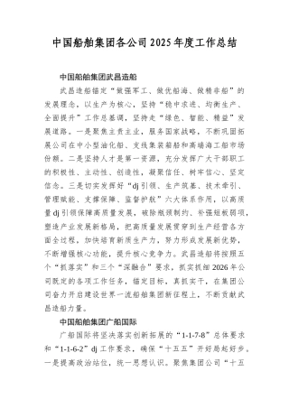 船舶集团各公司2025年度工作总结.docx
