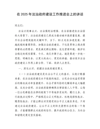 在2025年法治政府建设工作推进会上的讲话.docx