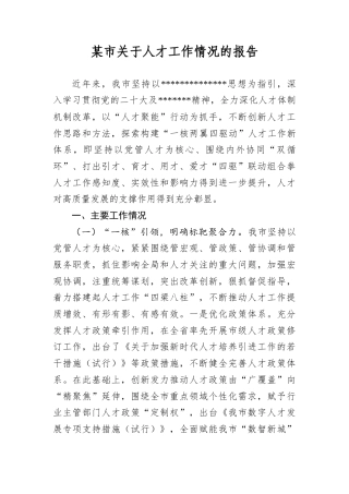 某市关于人才工作情况的报告.docx