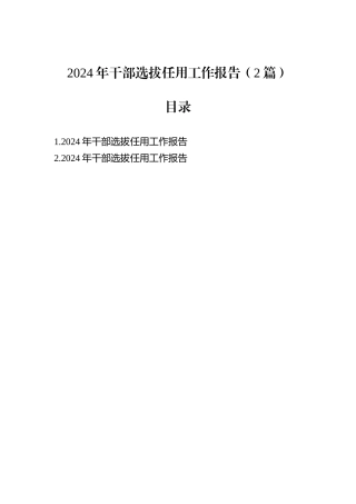 2024年干部选拔任用工作报告（2篇）.docx