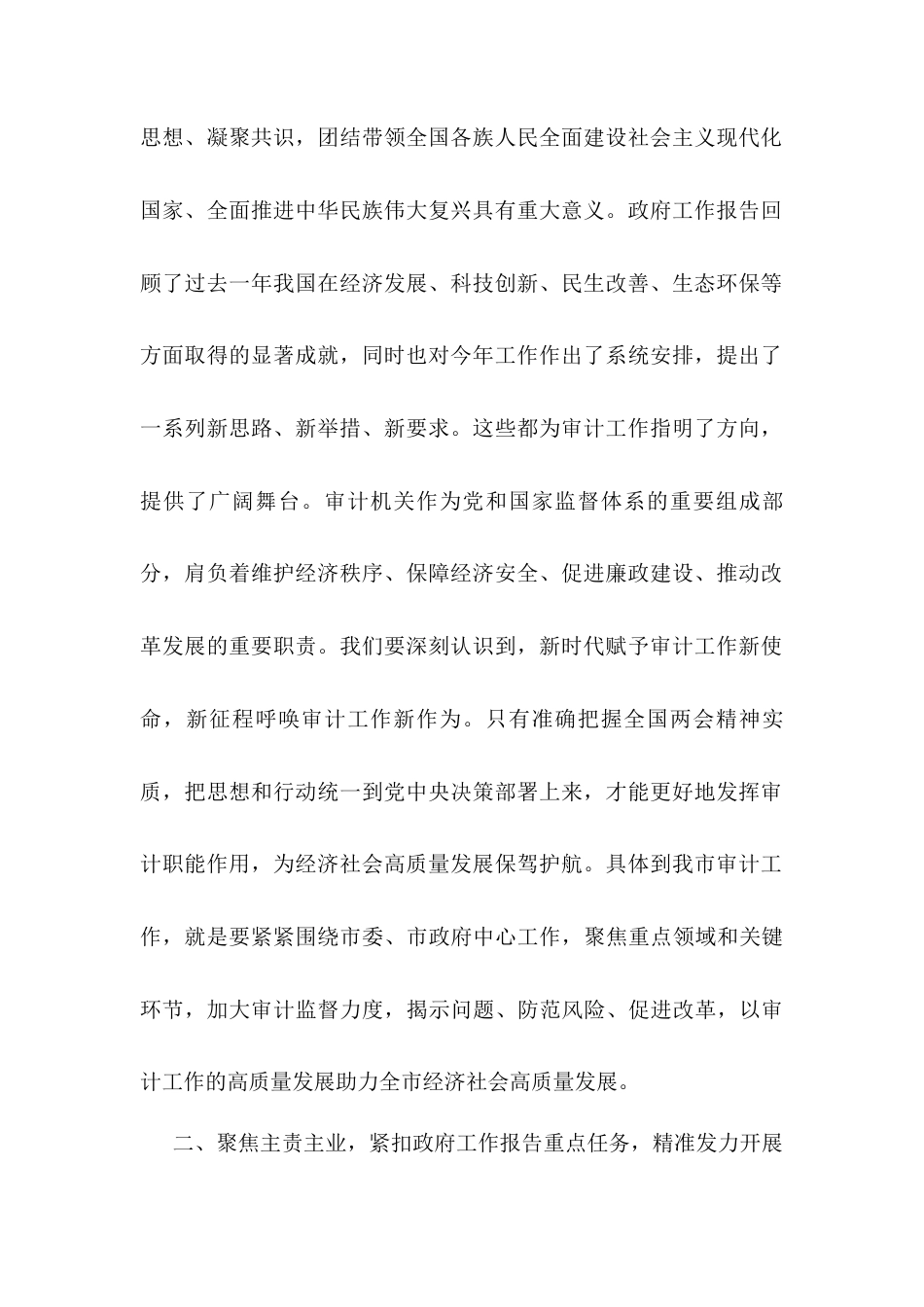 市审计局党组副书记学习2025年全国两会精神中心组专题研讨发言材料.docx_第2页
