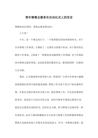 青年禁毒志愿者在启动仪式上的发言.doc