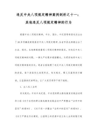 违反中央八项规定精神案例剖析之十一：其他违反八项规定精神的行为.docx