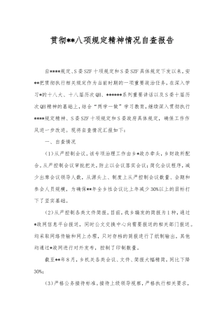 贯彻八项规定精神情况自查报告.doc