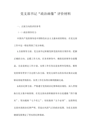 党支部书记“政治画像”评价材料.docx