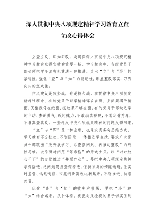 八项规定精神学习教育立查立改心得体会.doc