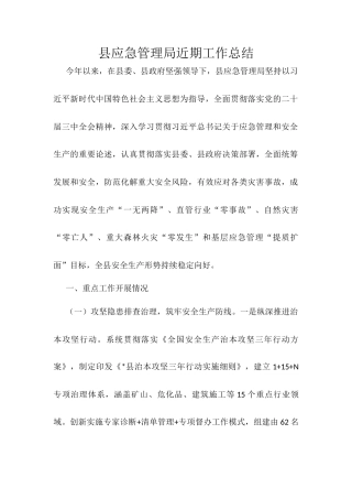 县应急管理局近期工作总结.docx