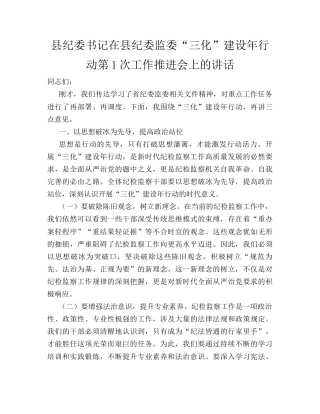 县纪委书记在县纪委监委“三化”建设年行动第1次工作推进会上的讲话.docx