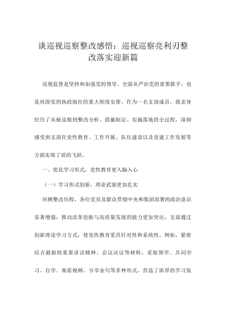 谈巡视巡察整改感悟：巡视巡察亮利刃整改落实迎新篇.docx