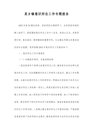 乡镇意识形态工作专题报告.doc