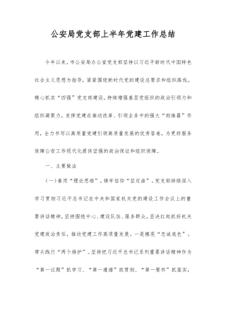 公安局党支部上半年党建工作总结.doc