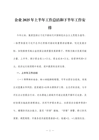 企业2025年上半年工作总结和下半年工作安排.docx