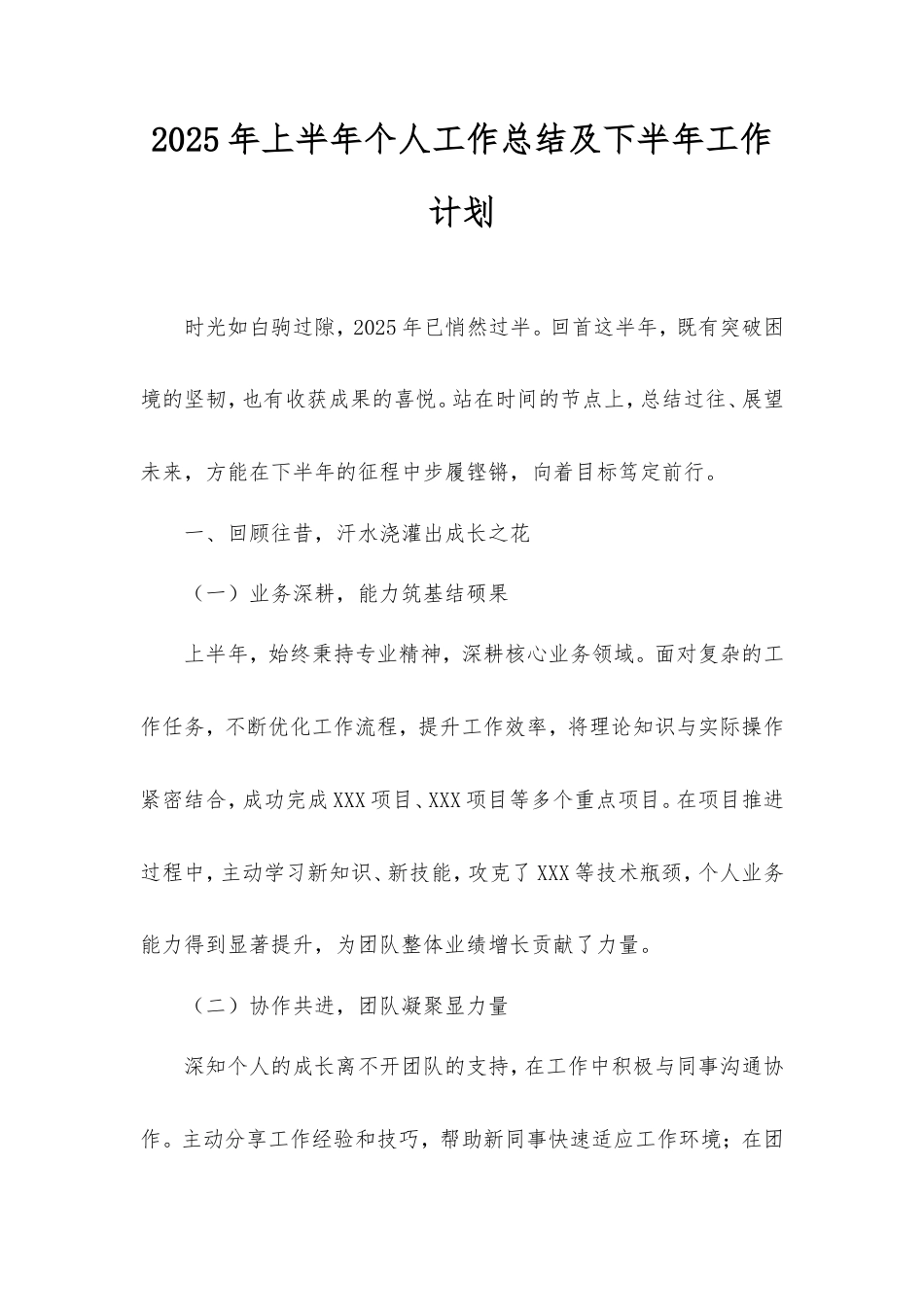 2025年上半年个人工作总结及下半年工作计划.doc_第1页
