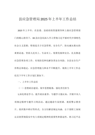 县应急管理局2025年上半年工作总结.docx