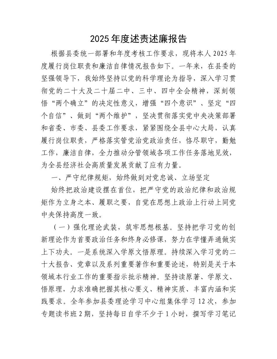 2025年度述责述廉报告（6374字）.docx_第1页