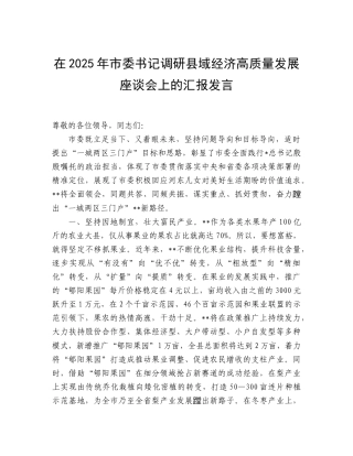 市委书记调研县域经济高质量发展座谈会上的汇报发言.doc